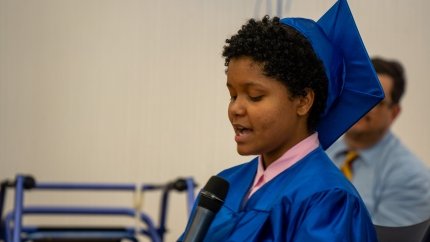 graduate giving speech