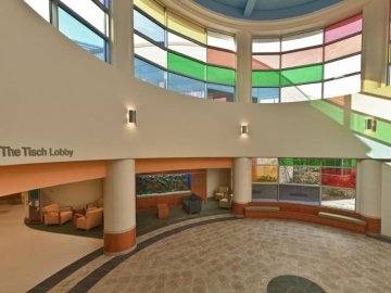 colorful hospital lobby