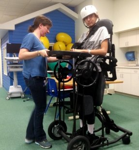 young man in stander