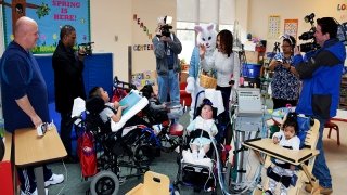 Image for news article Westchester County Legislator and the Easter Bunny Spread Cheer at Blythedale