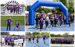 collage of people running