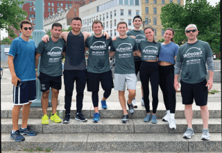 Runners participating in a 5k in the city