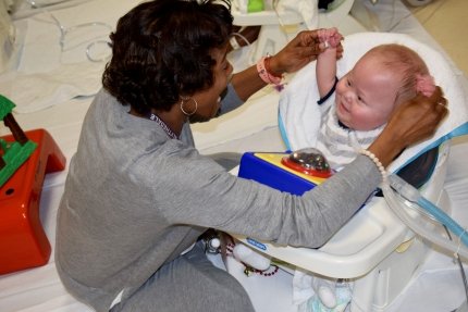 Baby playing in school