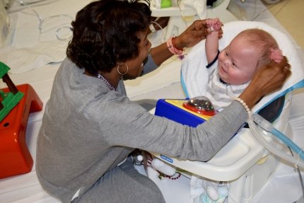 Baby playing in school 