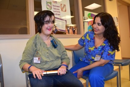 young woman with nurse