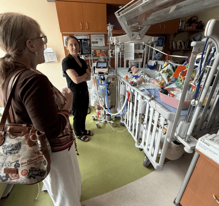 Politician visits patient bedside