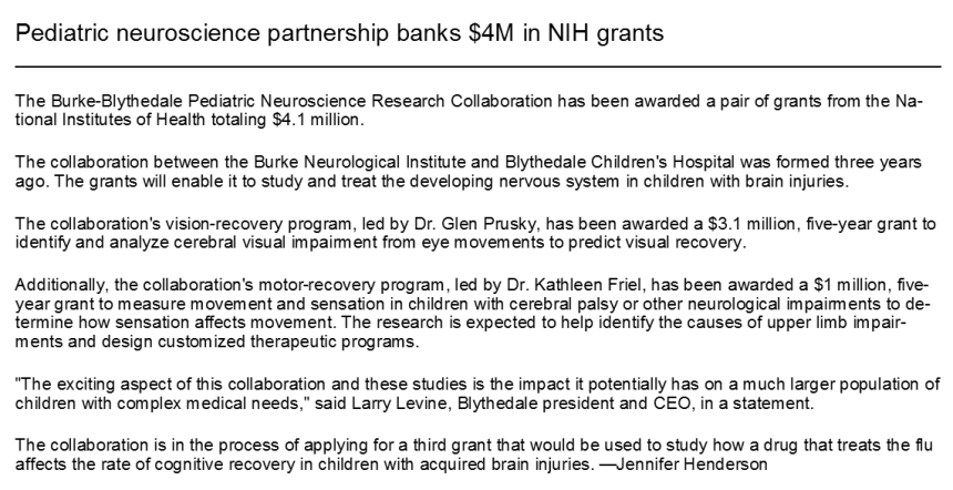 Image for news article  Pediatric neuroscience partnership banks $4M in NIH grants
